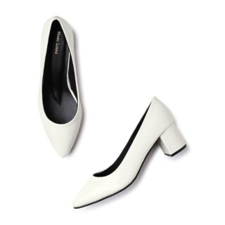 Casual Pointed Toe Block Pumps Heels White